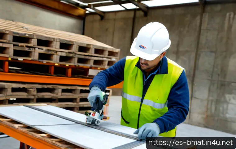 건축자재 마케팅에서의 품질 관리 - Photorealistic quality-control inspection of ceramic roof tiles and concrete blocks at a modern cons...